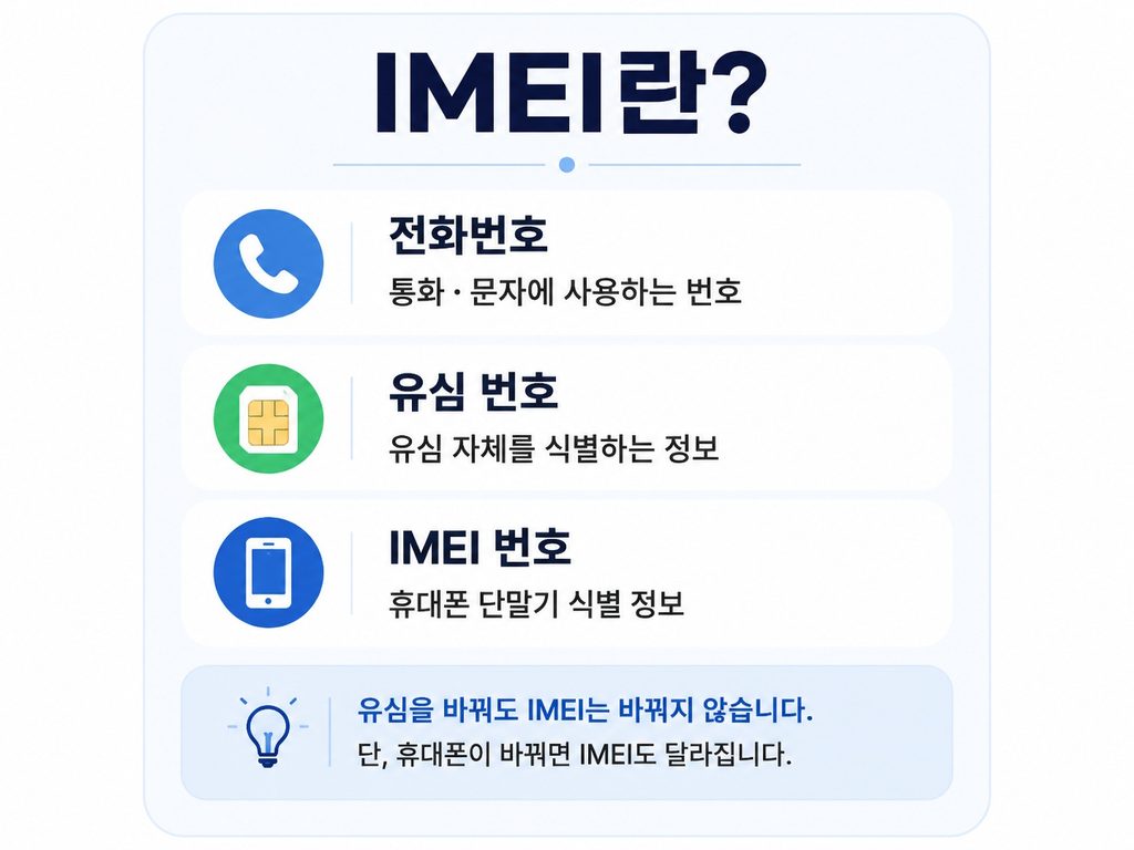 휴대폰에서 내 IMEI 번호 확인하는 방법, 갤럭시·아이폰 기준 전화번호 유심번호 IMEI 번호 차이 설명