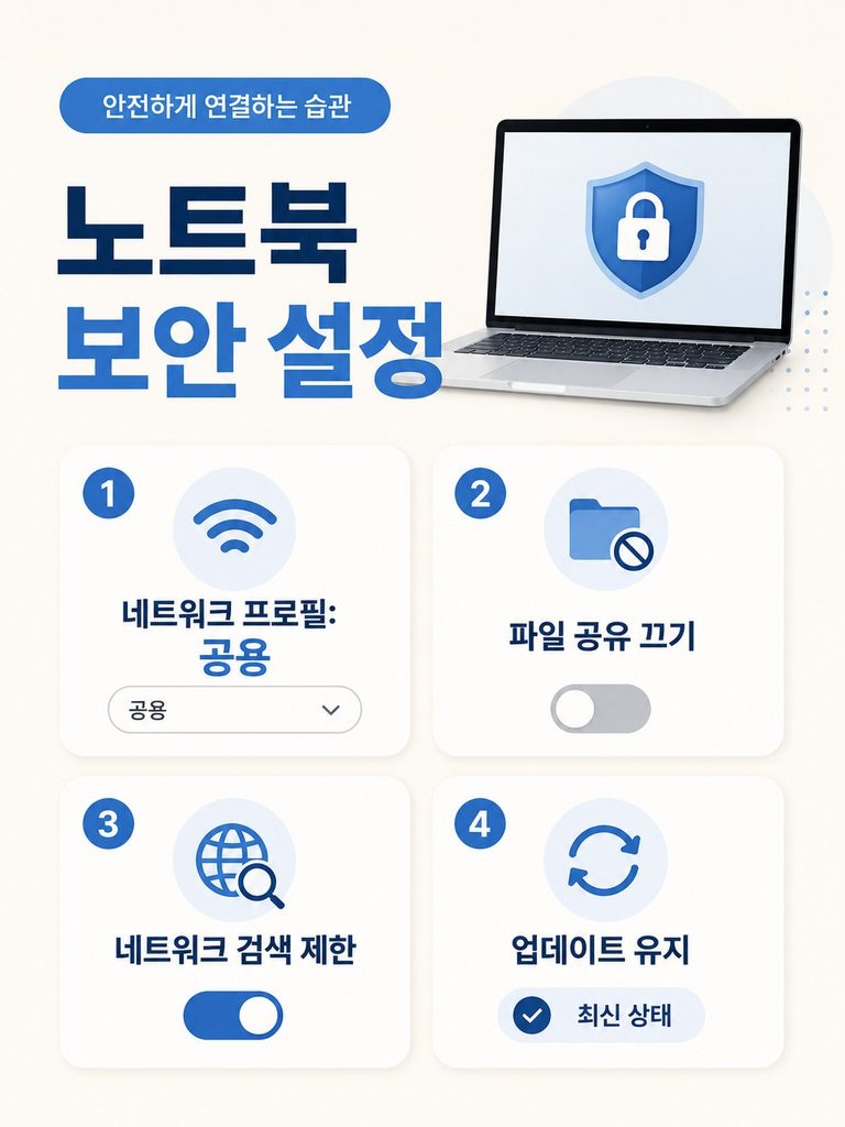 공용 와이파이 사용할 때 꼭 확인해야 할 보안 설정 노트북 공용 와이파이 네트워크 프로필과 파일 공유 보안 설정