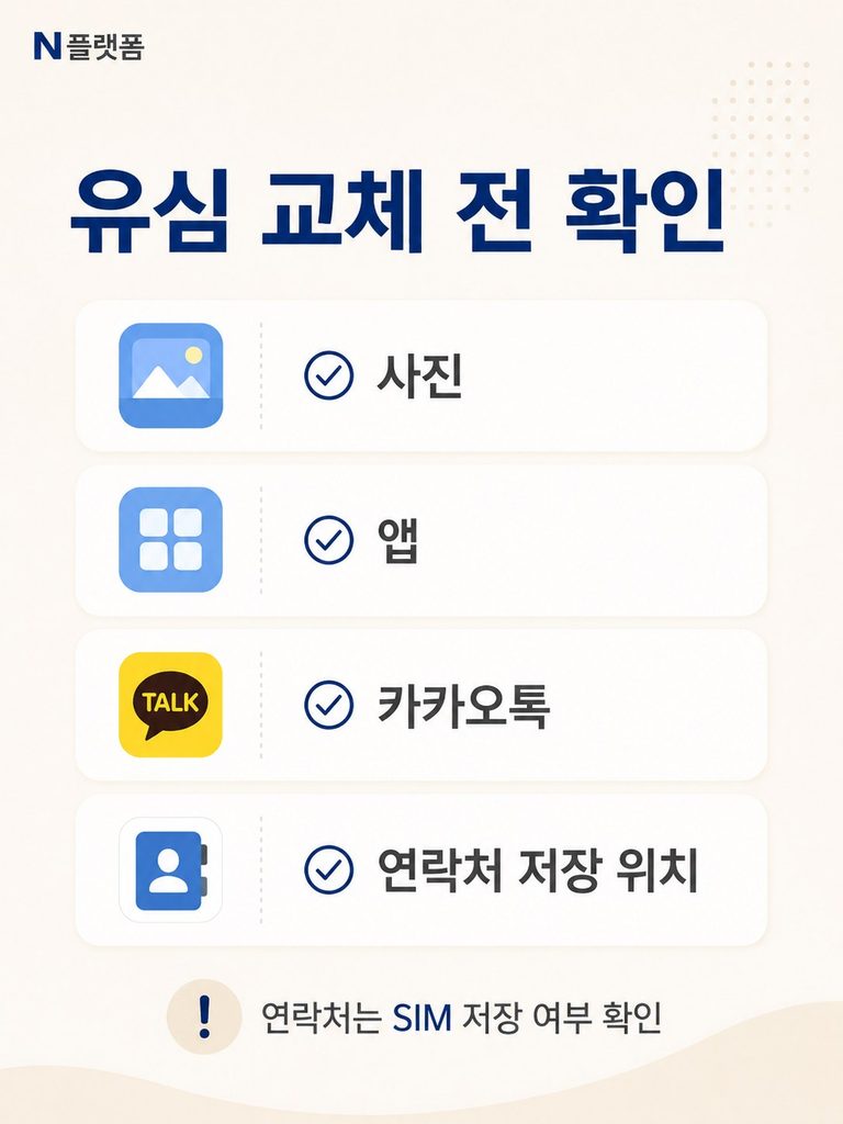 번호는 그대로 통신사만 바꾸면 카카오톡과 사진은 그대로일까요? 유심 교체 전 연락처 저장 위치 확인