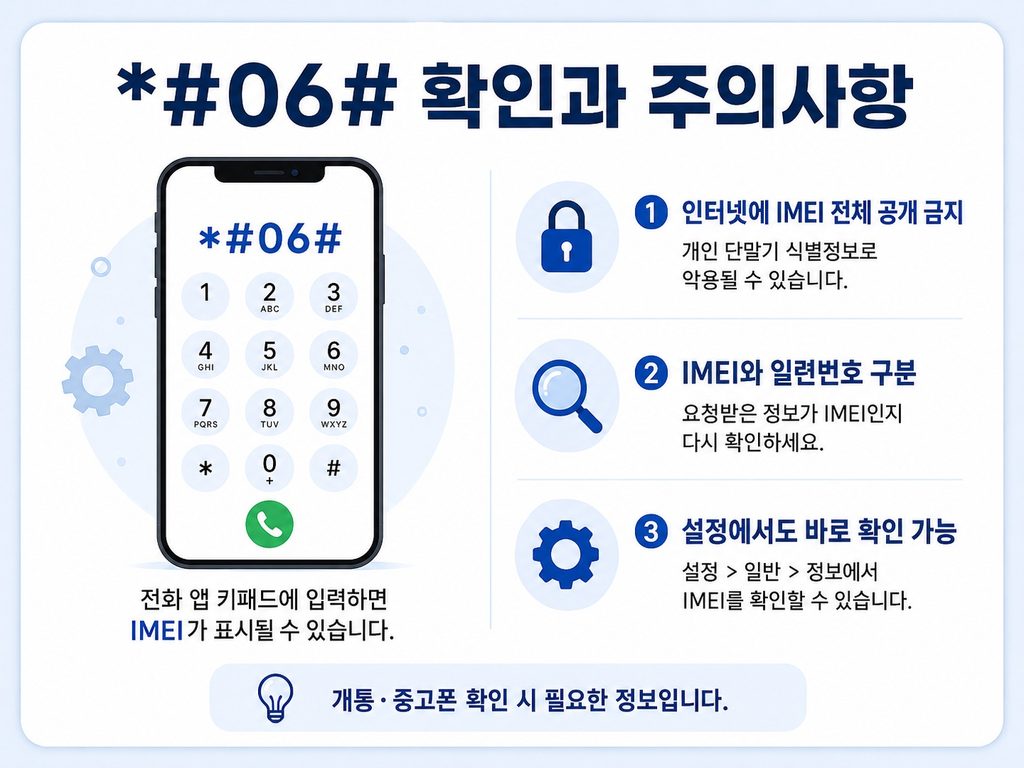 휴대폰에서 내 IMEI 번호 확인하는 방법, 갤럭시·아이폰 기준 전화로 IMEI 확인하는 방법과 주의사항