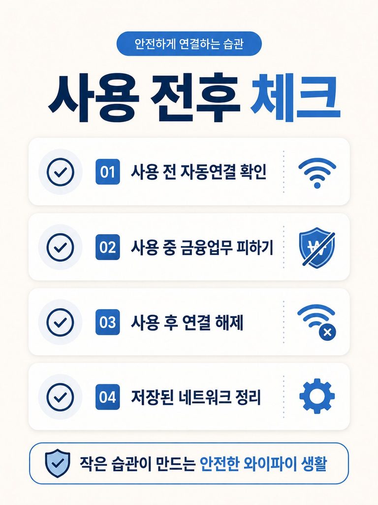 공용 와이파이 사용할 때 꼭 확인해야 할 보안 설정 공용 와이파이 사용 전후 자동 연결 해제와 저장 네트워크 정리