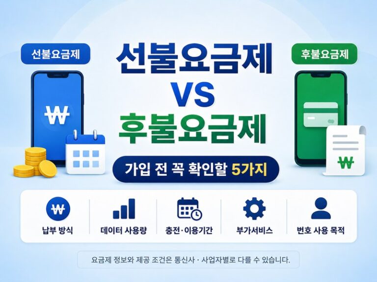 선불요금제와 후불요금제 차이, 가입 전 꼭 확인할 5가지 plan 02