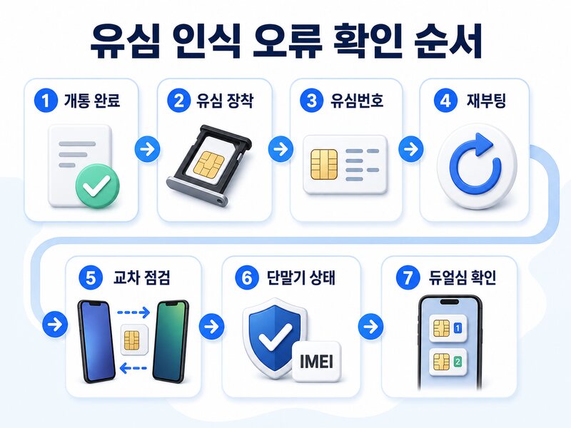 개통 완료부터 듀얼심 확인까지 유심 인식 오류 점검 7단계