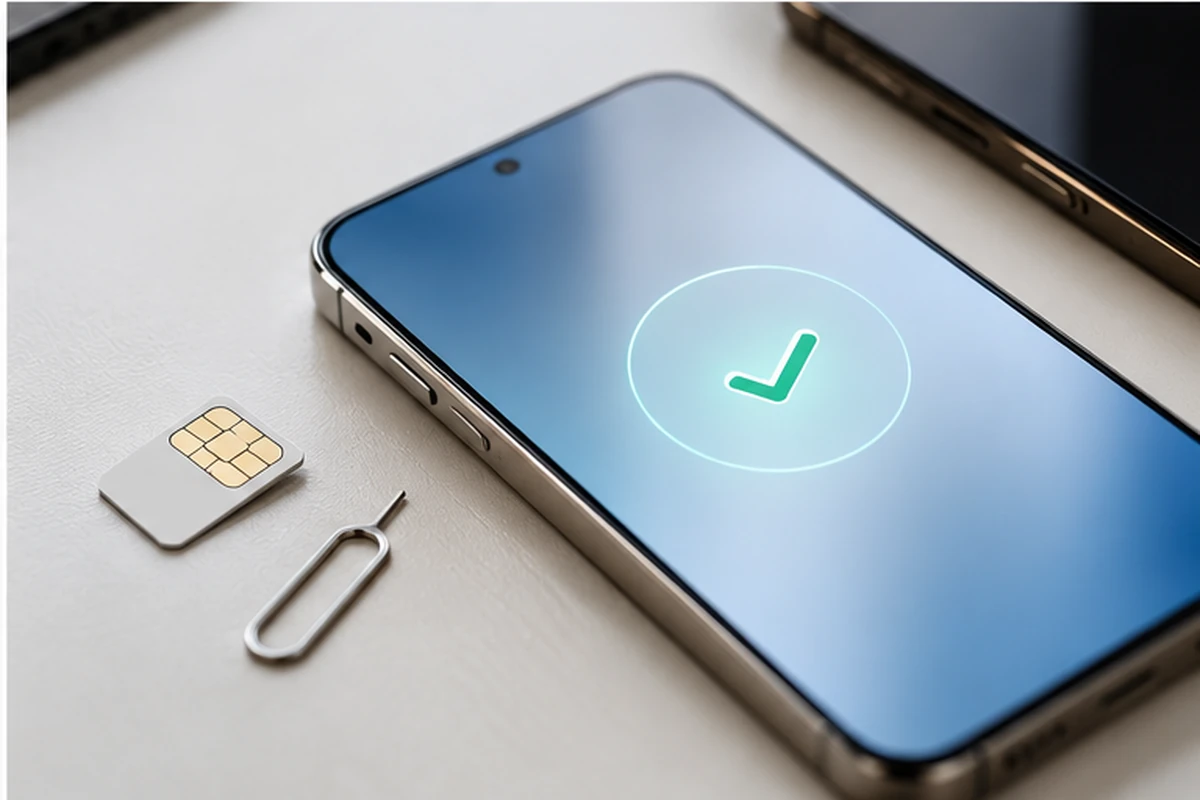 새 휴대폰에서 eSIM 활성화와 통신 상태를 확인하는 모습