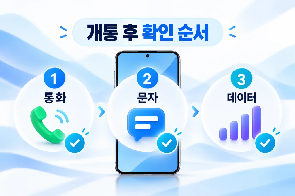 개통 후에는 통화·문자·데이터 순서로 확인