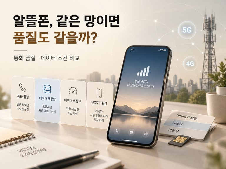 알뜰폰은 통신망이 같으면 통화·데이터 품질도 같을까? n01 알뜰폰 같은망 품질비교 대표이미지