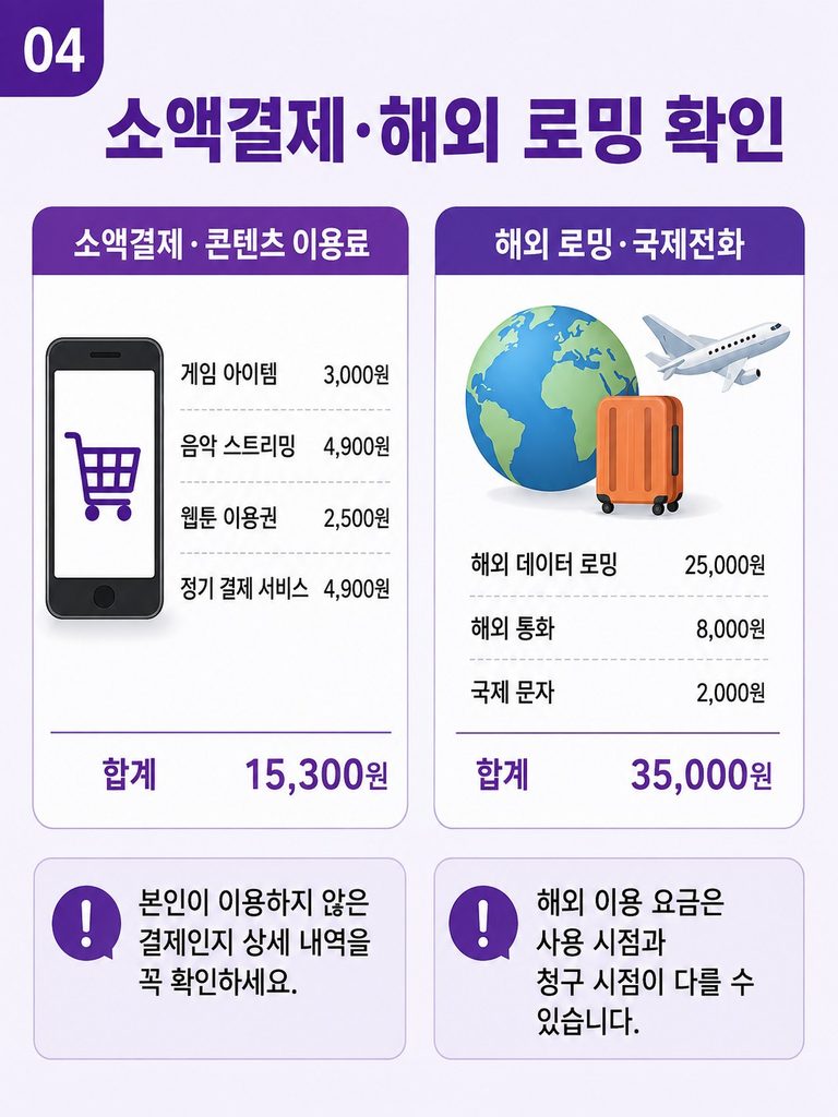 소액결제 해외 로밍 요금 확인 vevent