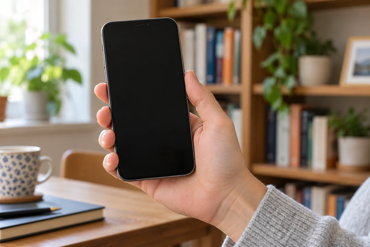 아이폰 eSIM 2개 사용할 수 있을까? 추가 개통을 못한 실제 상담 사례 기존 eSIM을 유지하며 스마트폰을 들고 확인하는 손